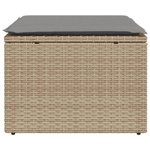 Haveskammel med hynde 55x55x37 cm polyrattan beige