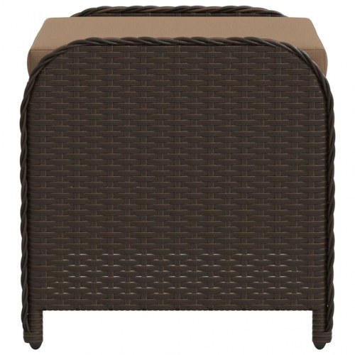 Haveskammel med hynde 58x46x46 cm polyrattan brun
