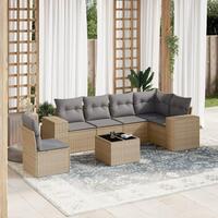 Sofasæt til haven 7 dele med hynder polyrattan beige