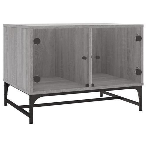 Sofabord med glaslåger 68,5x50x50 cm grå sonoma-eg