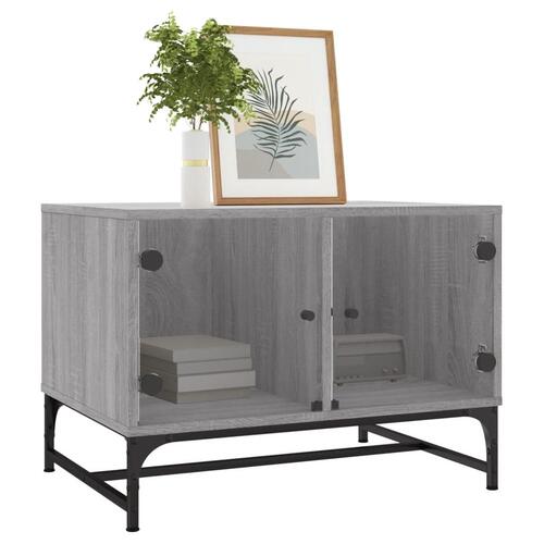 Sofabord med glaslåger 68,5x50x50 cm grå sonoma-eg