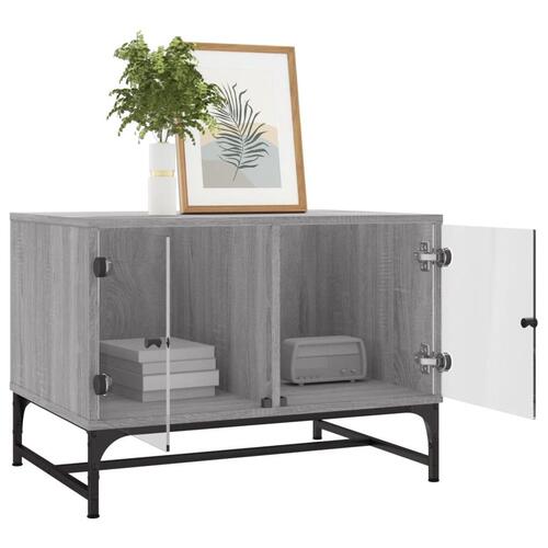 Sofabord med glaslåger 68,5x50x50 cm grå sonoma-eg