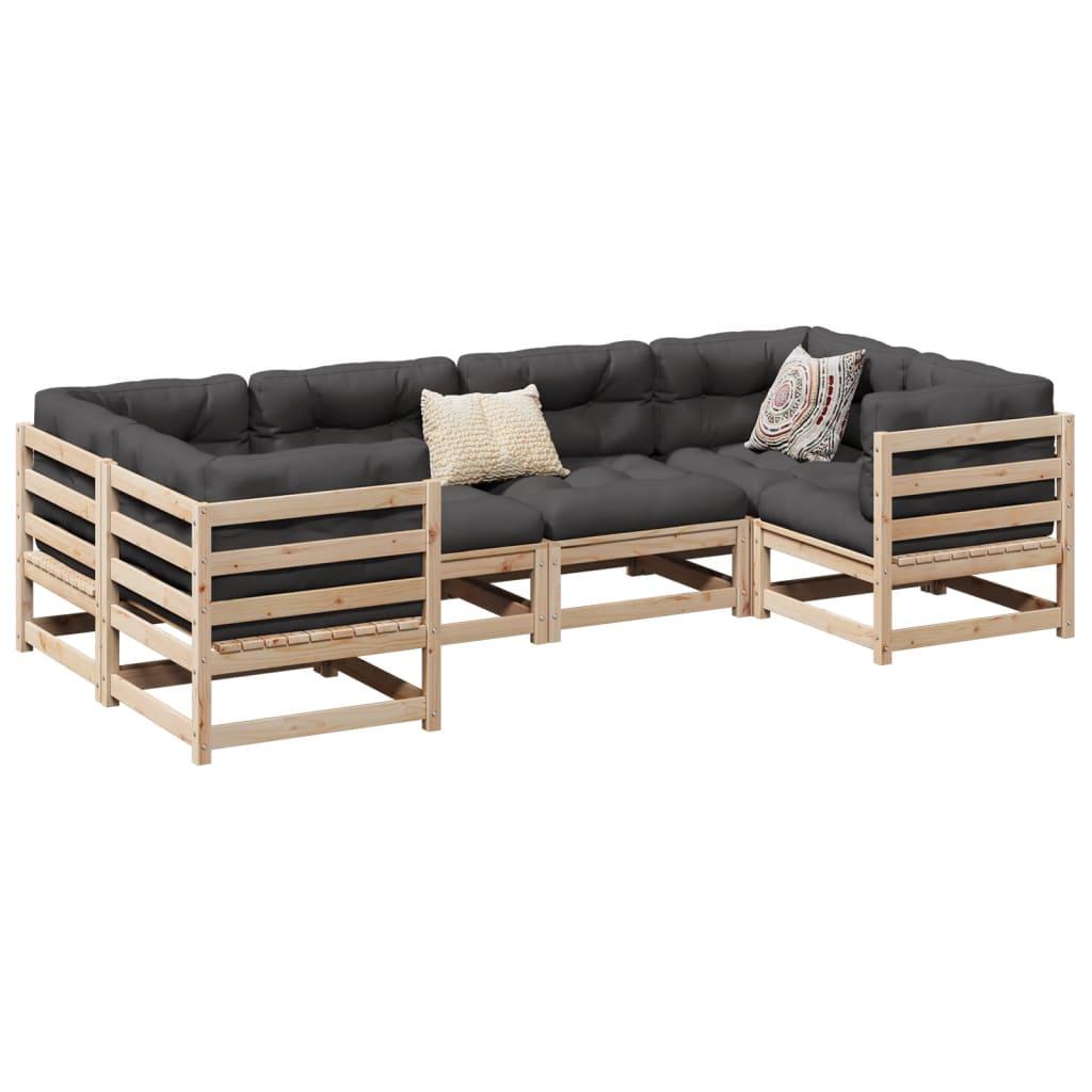 Sofasæt til haven 6 dele massivt fyrretræ