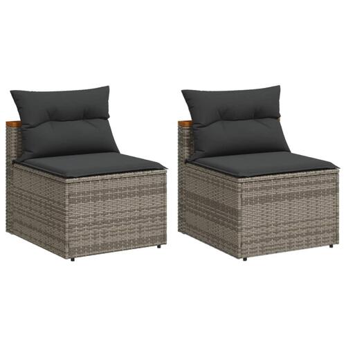 Sofamoduler til haven 2 stk. med hynder polyrattan grå