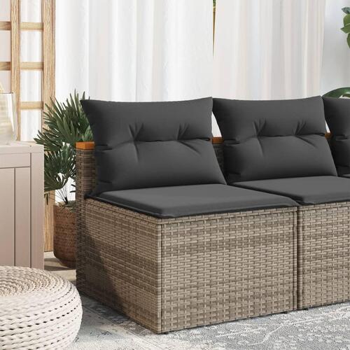 Sofamoduler til haven 2 stk. med hynder polyrattan grå