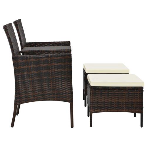 2-personers havesofa med bord og skamler polyrattan brun