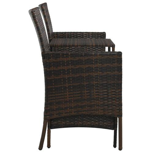 2-personers havesofa med bord og skamler polyrattan brun