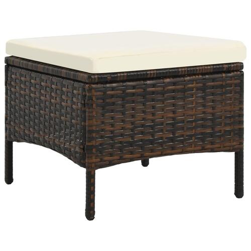 2-personers havesofa med bord og skamler polyrattan brun