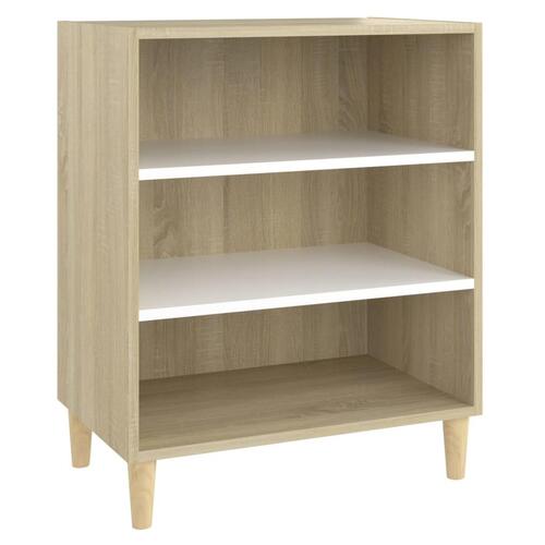 Skænk 57x35x70 cm konstrueret træ hvid og sonoma-eg