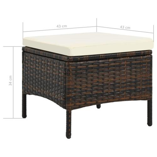 2-personers havesofa med bord og skamler polyrattan brun