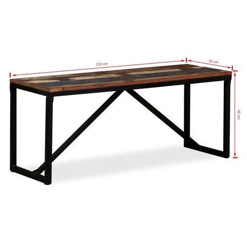 Bænk 110x35x45 cm massivt genbrugstræ