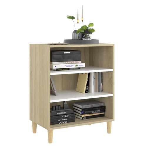 Skænk 57x35x70 cm konstrueret træ hvid og sonoma-eg