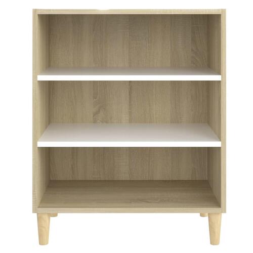 Skænk 57x35x70 cm konstrueret træ hvid og sonoma-eg