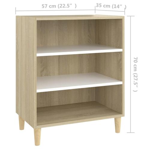 Skænk 57x35x70 cm konstrueret træ hvid og sonoma-eg