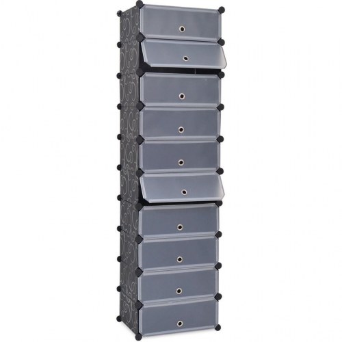 Sammensat skoskab med 10 rum - sort/hvid, 47×37×172 cm