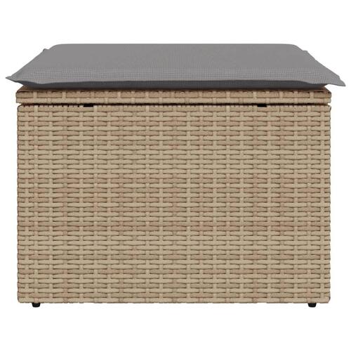 Haveskammel med hynde 55x55x37 cm polyrattan beige