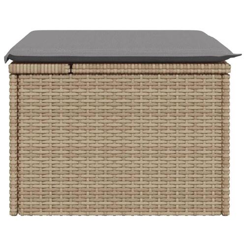 Haveskammel med hynde 55x55x37 cm polyrattan beige