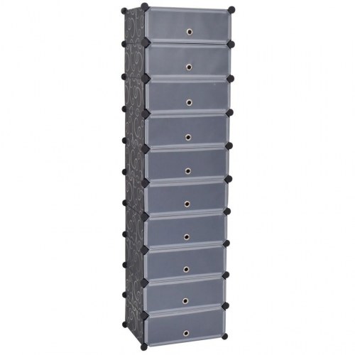 Sammensat skoskab med 10 rum - sort/hvid, 47×37×172 cm