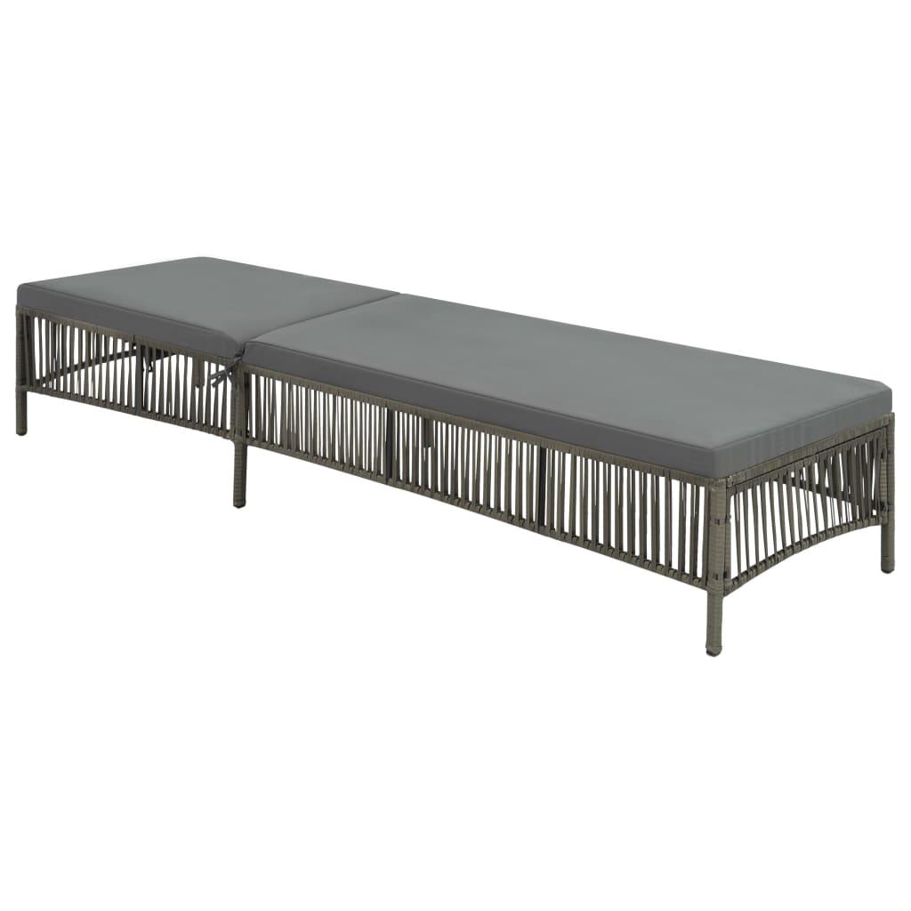 Liggestol med hynde polyrattan grå
