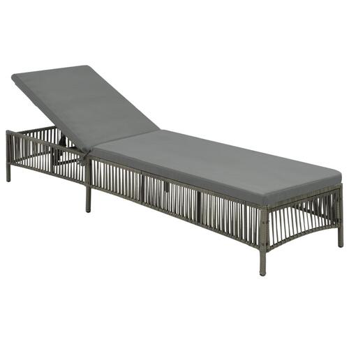 Liggestol med hynde polyrattan grå