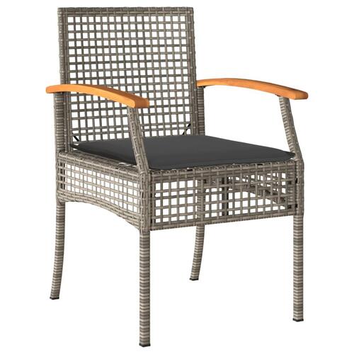 Havestole 4 stk. med hynder polyrattan og akacietræ grå