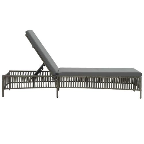 Liggestol med hynde polyrattan grå