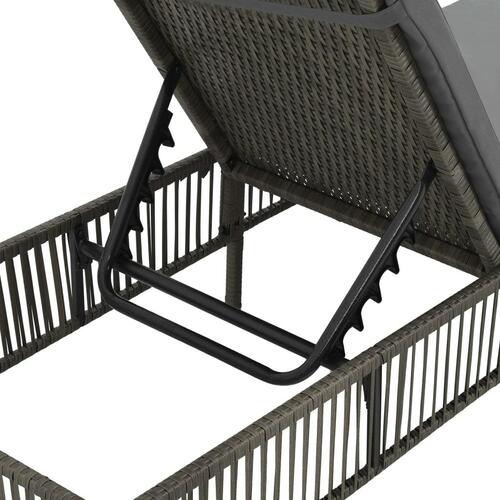 Liggestol med hynde polyrattan grå