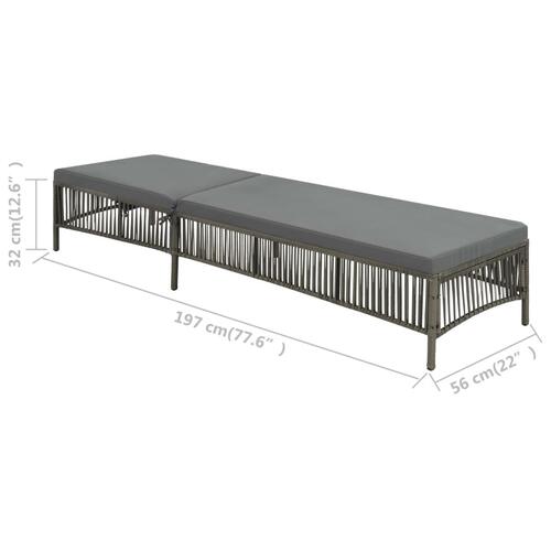 Liggestol med hynde polyrattan grå