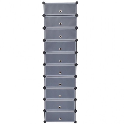 Sammensat skoskab med 10 rum - sort/hvid, 47×37×172 cm
