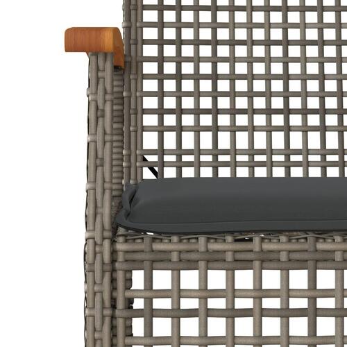 Havestole 4 stk. med hynder polyrattan og akacietræ grå
