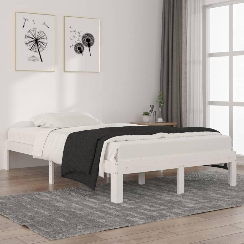 Sengeramme 120x200 cm massivt fyrretræ hvid