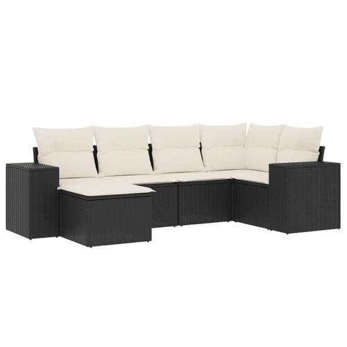 Sofasæt til haven 6 dele med hynder polyrattan sort