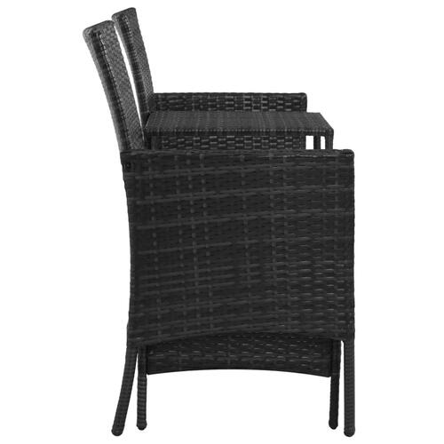 2-personers havesofa med bord og skamler polyrattan sort