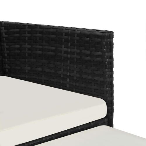 2-personers havesofa med bord og skamler polyrattan sort