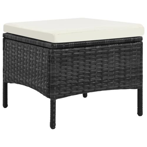 2-personers havesofa med bord og skamler polyrattan sort
