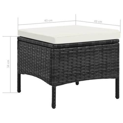 2-personers havesofa med bord og skamler polyrattan sort