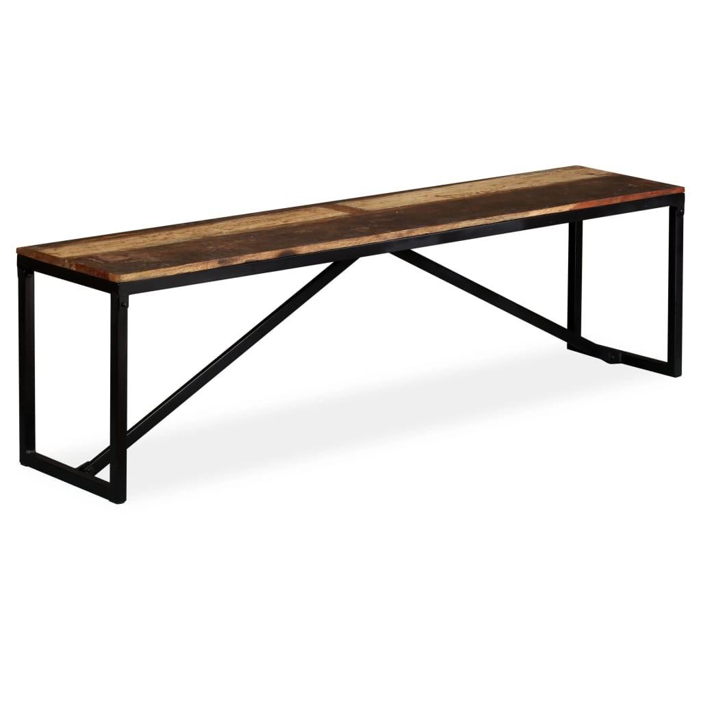 Bænk 160x35x45 cm massivt genbrugstræ
