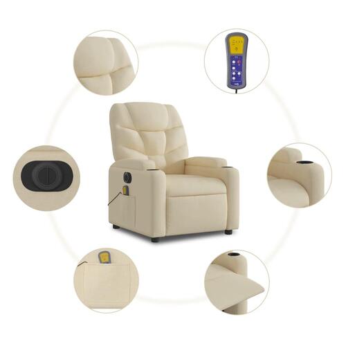 Eldrevet massagestol stof cremefarvet