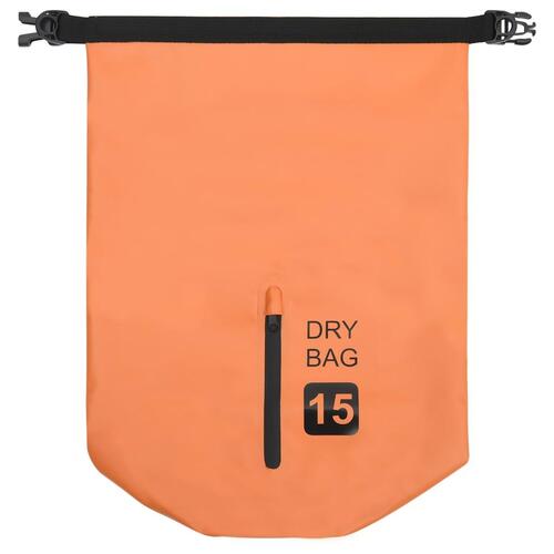Vandtæt tørpose med lynlås 15 l PVC orange