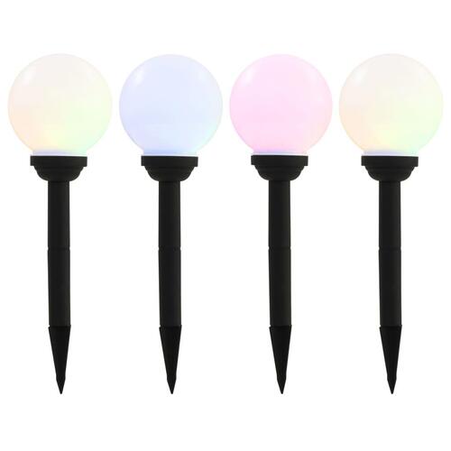 LED-solcellelamper 4 stk. 15 cm rund RGB-farver
