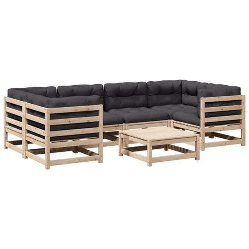 Sofasæt til haven 7 dele med hynder massivt fyrretræ
