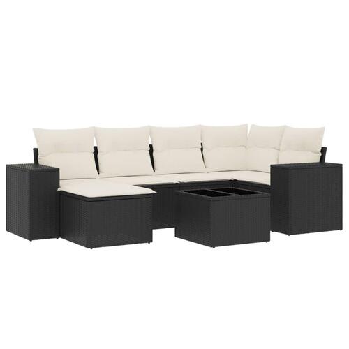 Sofasæt til haven 7 dele med hynder polyrattan sort