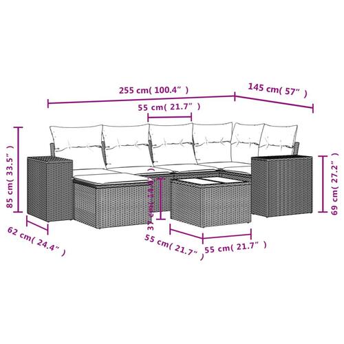 Sofasæt til haven 7 dele med hynder polyrattan sort