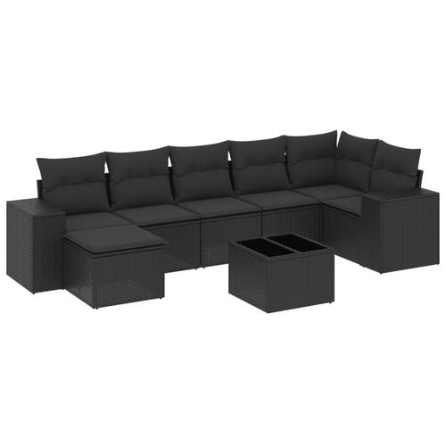 Sofasæt til haven 8 dele med hynder polyrattan sort