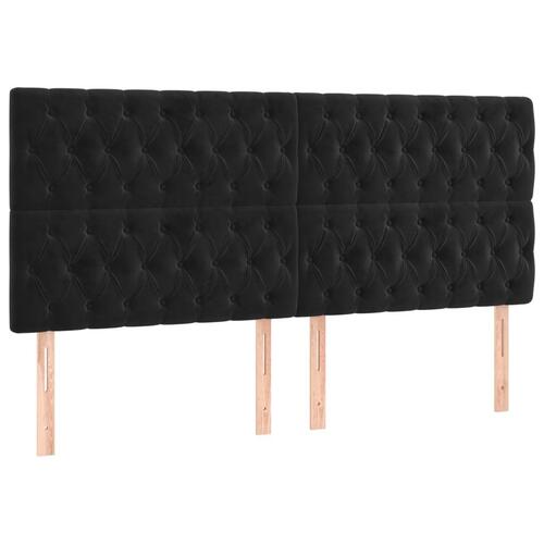 Sengegavl med LED-lys 200x7x118/128 cm fløjl sort