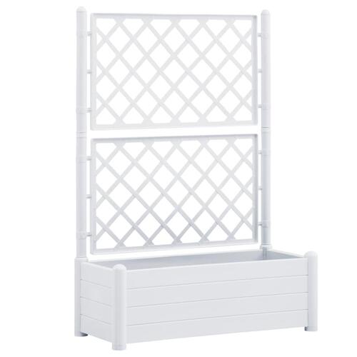 Plantekasse med espalier 100x43x142 cm PP hvid