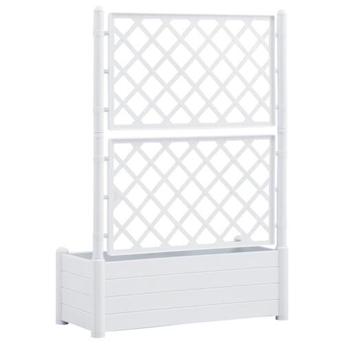 Plantekasse med espalier 100x43x142 cm PP hvid