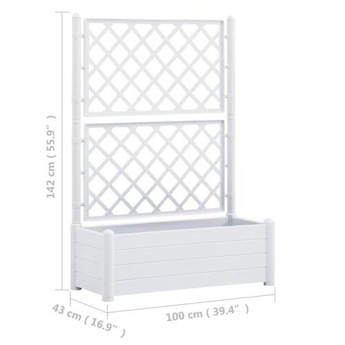 Plantekasse med espalier 100x43x142 cm PP hvid