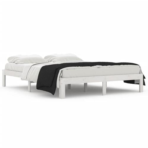 Sengeramme 150x200 cm King Size massivt fyrretræ hvid