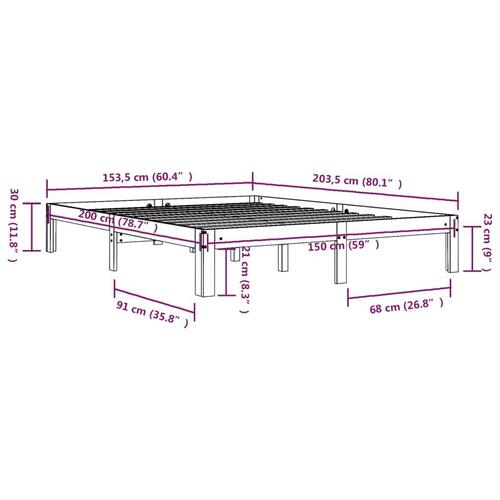 Sengeramme 150x200 cm King Size massivt fyrretræ hvid